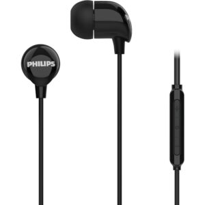 philips audio tae1159bk/00 in ear wired earphones with c type jack, 10mm drivers, inline mic, powerful bass and clear sound, tangle free 1.2m cable and 3 x inter changeable ear tips (black)