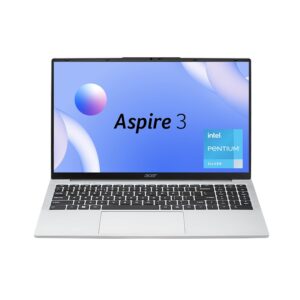 acer aspire 3, intel pentium n6000, 12gb lpddr4x ram, 512gb ssd, hd, 15.6"/39.62cm, windows 11 home, pure silver, 1.5kg, a325 45, thin and light laptop